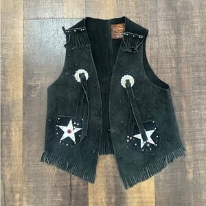 John R. Craighead Suede Fringe Western Vest Size Large USA Made
